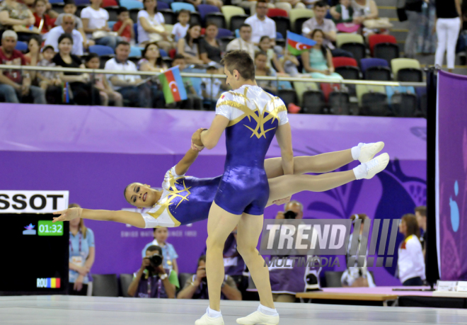 Avropa Oyunları çərçivəsində aerobika gimnastikası üzrə final yarışları. Bakı, Azərbaycan, 21 iyun 2015 